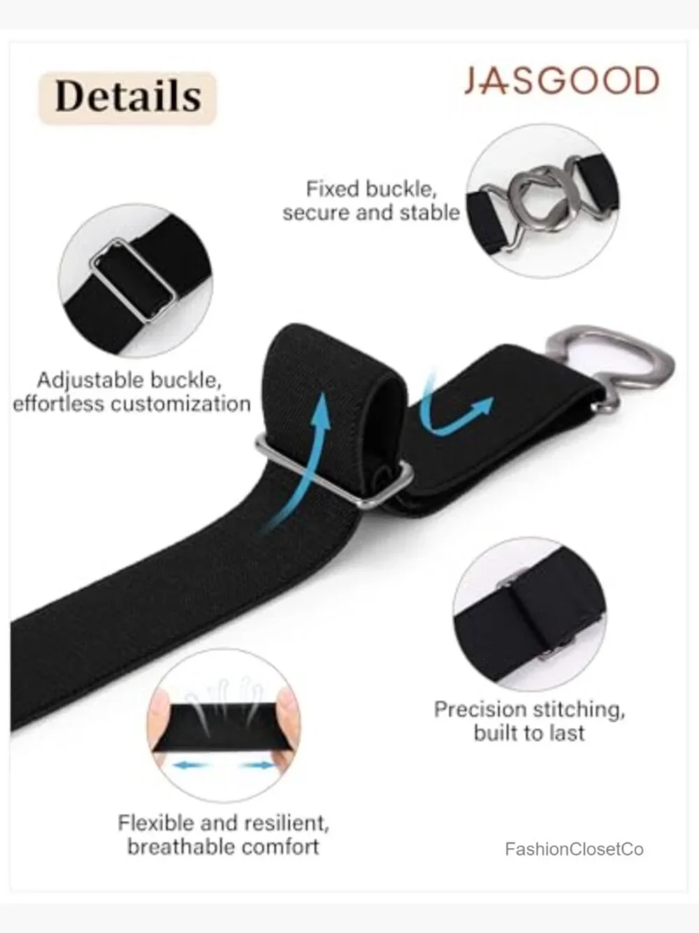 No Show Stretch Belt 2 Pack Adjustable Elastic Web Belt with Flat Buckle